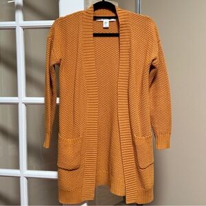 Max Studio Textured Open Front Cardigan - Mustard